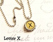 Vintage Typewriter Key Necklace Letter X
