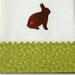 I Love Bunnies - Embroidered Brown Woodland Bunny Rabbit with Red Heart Bum - Green with White and Pink Daisies