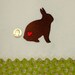I Love Bunnies - Embroidered Brown Woodland Bunny Rabbit with Red Heart Bum - Green with White and Pink Daisies