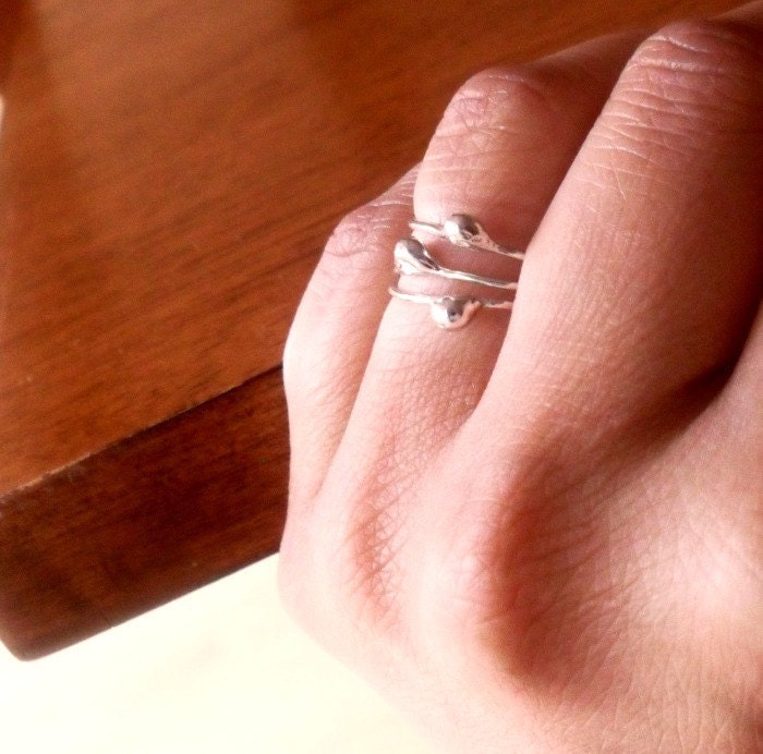 Simply Flowing Drop Sterling Silver Skinny Stacking Rings - Set of 3