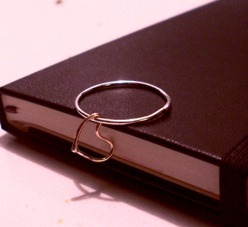 We are in Love - One Simple Heart Sterling Silver and Rose Gold Filled Stacking Ring