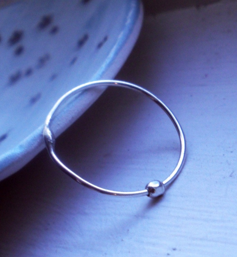 One Simply Skinny Spinnerette Rustic Organic Sterling Silver Stacking Ring