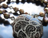 Taupe Pearl and Shell Pendant Necklace
