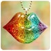 Rainbow Kiss - Resin Lips Necklace