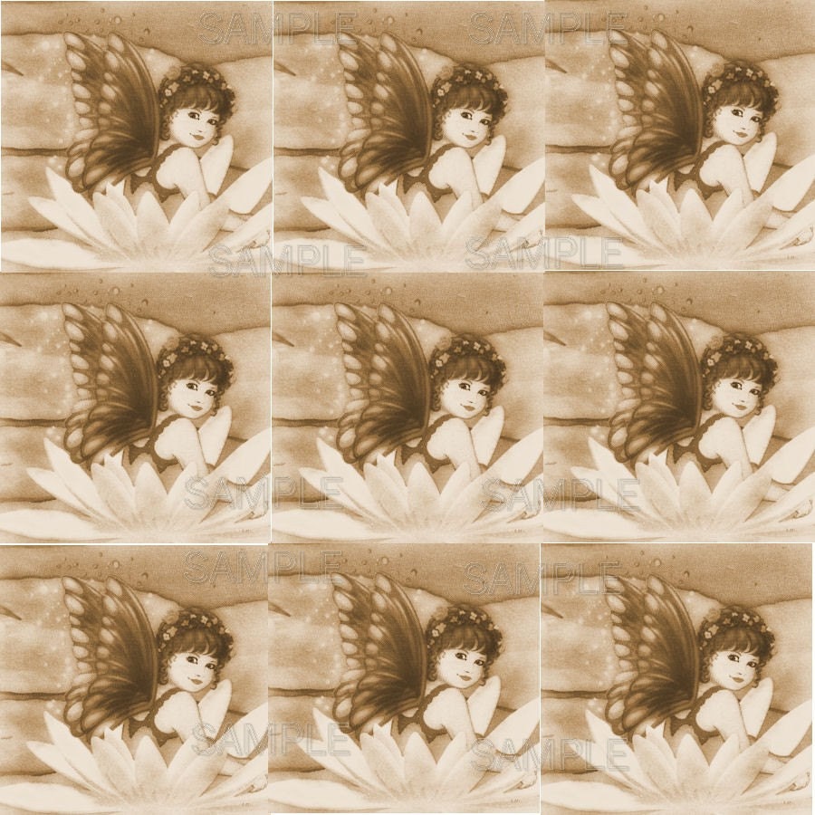 Vintage look Fairy in a flower digital sheet you print