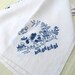 Ivory Linen Tablecloth Blue Embroidery Pagodas OrientalEnter Coupon Code "HAPPYHOLIDAYS2011" to get a 20% discount