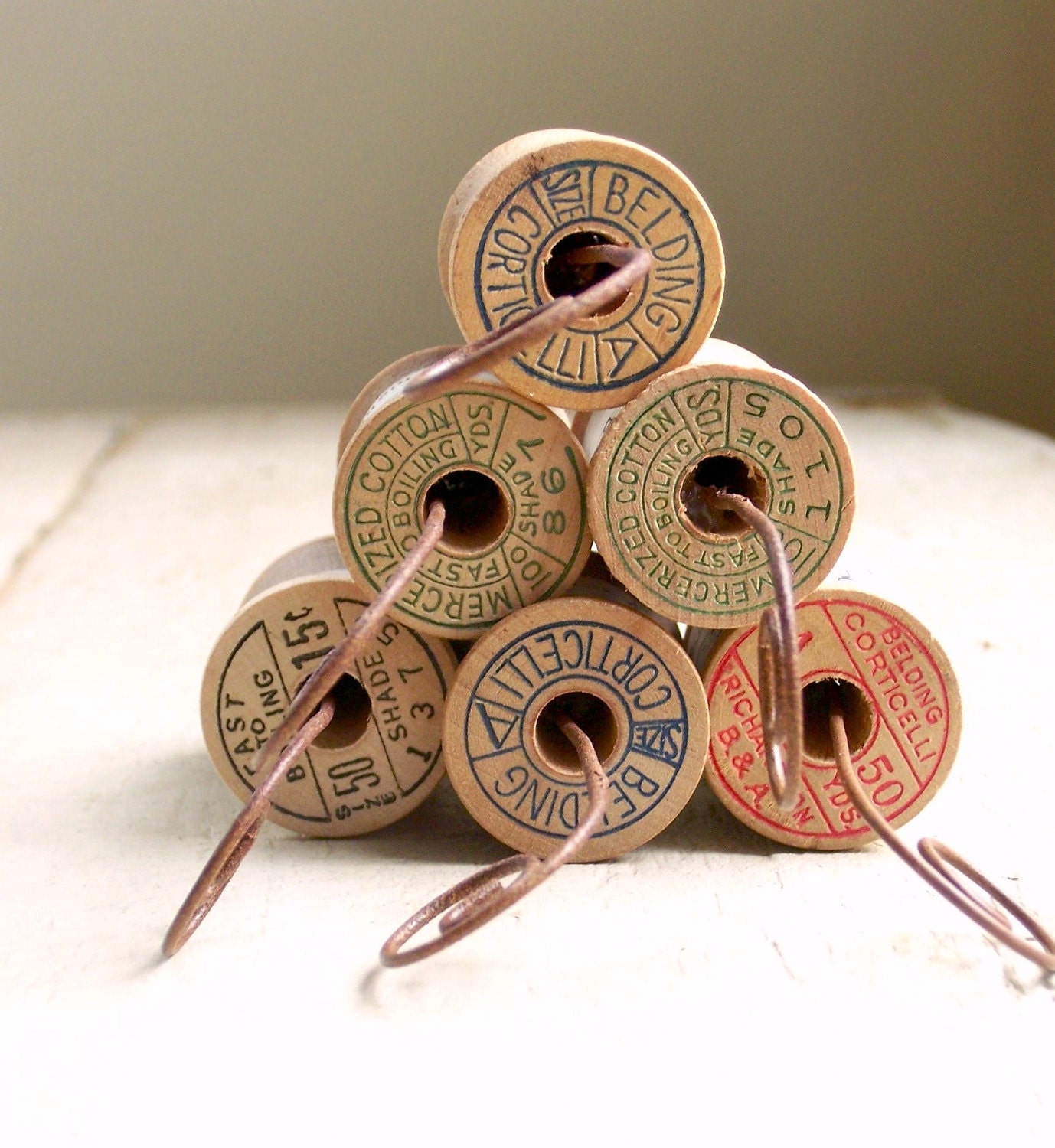 Vintage Spool Ornaments - Set of Six