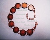 5 Antique Copper Bracelet Blank with 14mm Round Bezels for Glass, Glaze, Resin, Epoxy, Photo Jewelry, Cabochons, Beads