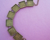 5 Antique Bronze Bracelet Blanks with 16mm Square Bezels for Glass, Glaze, Resin, Epoxy, Photo Jewelry, Stone, Cabochons, Beads