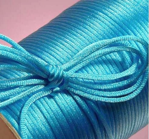 8 Yards Of Teal 2mm Nylon Satin Rattail or Rat Tail Cord For Necklace Pendants and Bracelets
