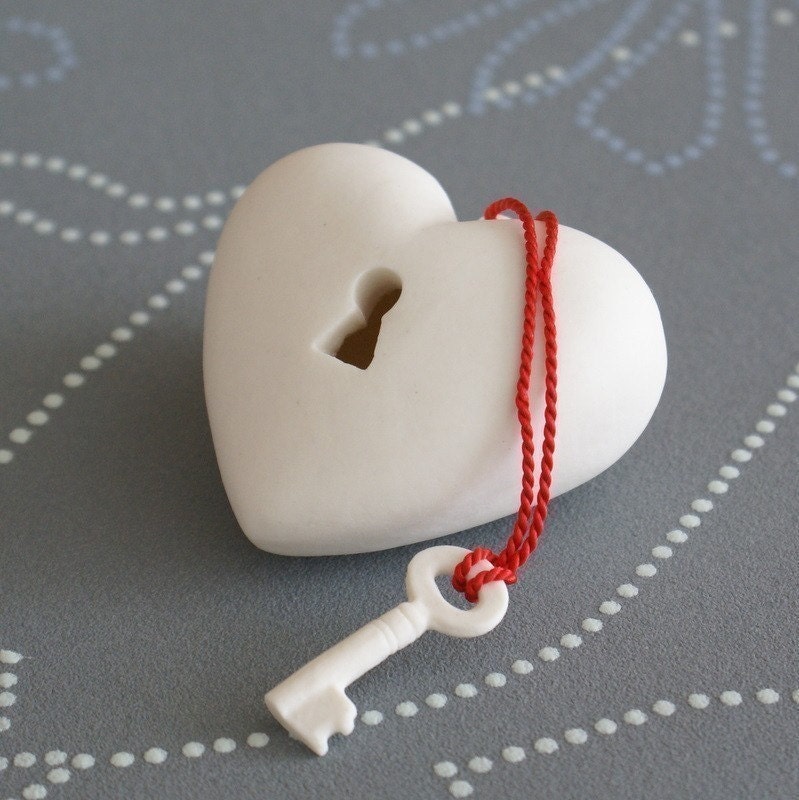The key to my heart - unique porcelain Heart-ART