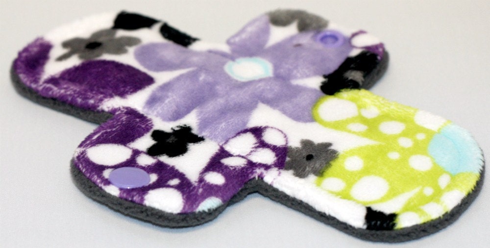 6 Inch Purple Floral Minky Mini Liner with Fleece Back - Original Width