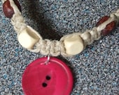 Button Necklace With Wooden Beads //SALE//