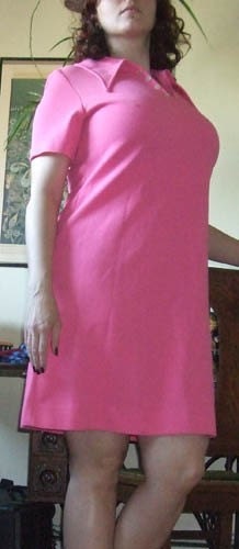 Vintage Pink Polyester Dress Medium Large