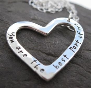 Journal Heart Pendant . sterling silver . inscribed and personalized . chain included . made to order