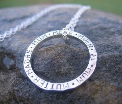 RESERVED for scrapella5000 . Two Mother in Any Language Pendants . sterling silver. customize in language of choice . chain included