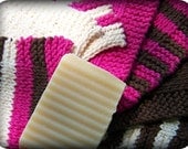 Pink Brown & Cream Dish Clothes  Set of 7 Hand Knit 100% Cotton