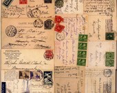Old Postcards Digital Collage Sheet 300 dpi PDF file