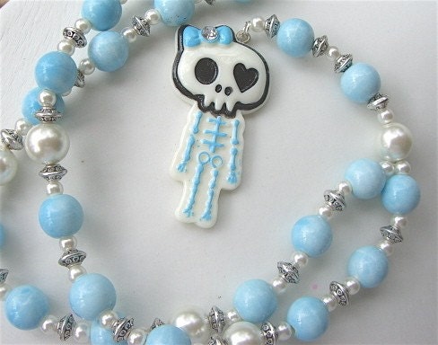 sYnFuL Rosary - Girly Pearls Skeleton Rosary