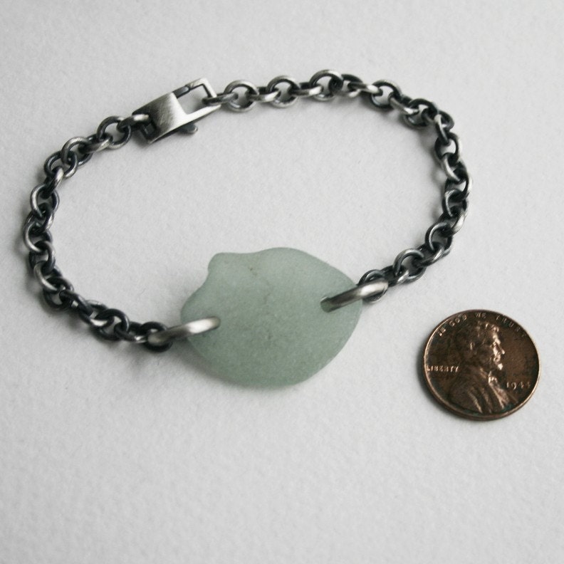 Beach Glass Sea Glass Sterling Silver Bracelet - Summer Memory