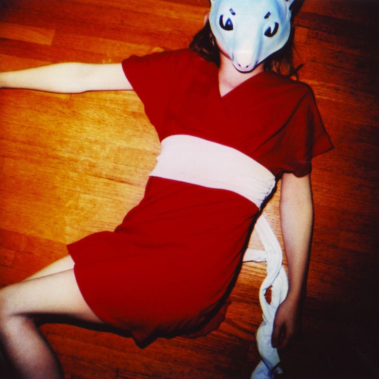 maus, 8x10 archival print photograph of girl in vintage red dress and mouse mask