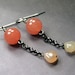 Peach Earrings with Gunmetal