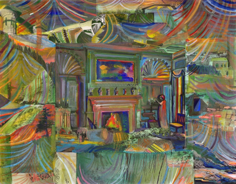 The Sitting Room - Original Mixed Media Painting / Collage on Board