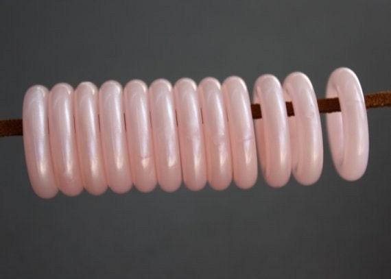 12 Vintage Lucite Pearly Pink Hoops H6