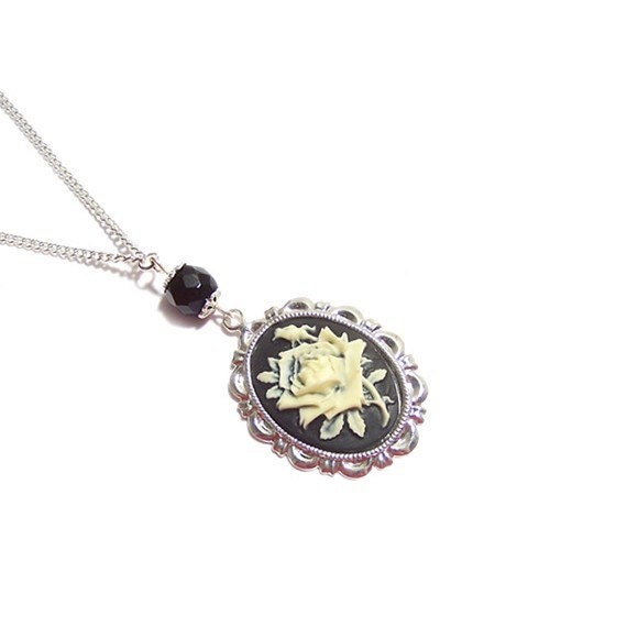 The black rose cameo necklace Victorian gothic