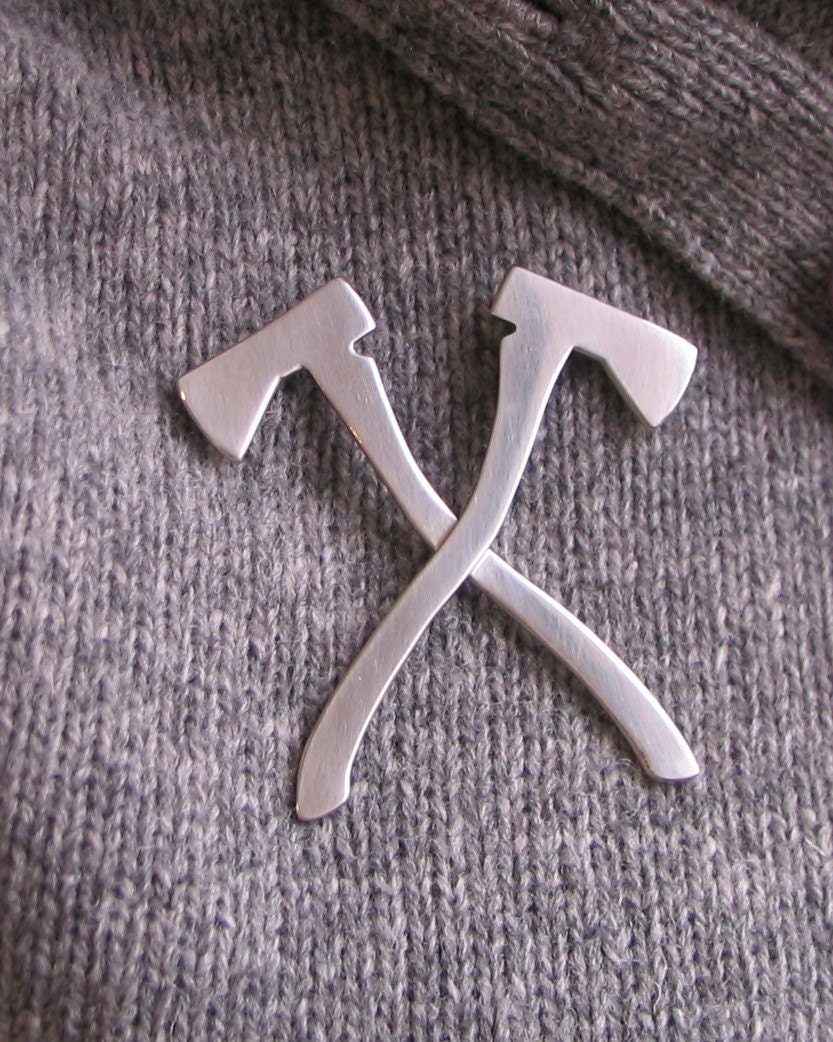 Double Axe Silhouette Brooch