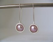 Large Cup Drop Sterling Silver and Freshwater pearl Earrings