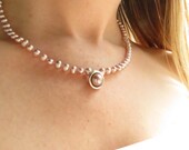 Natural Pink Freshwater Pearl and Sterling Silver Necklace