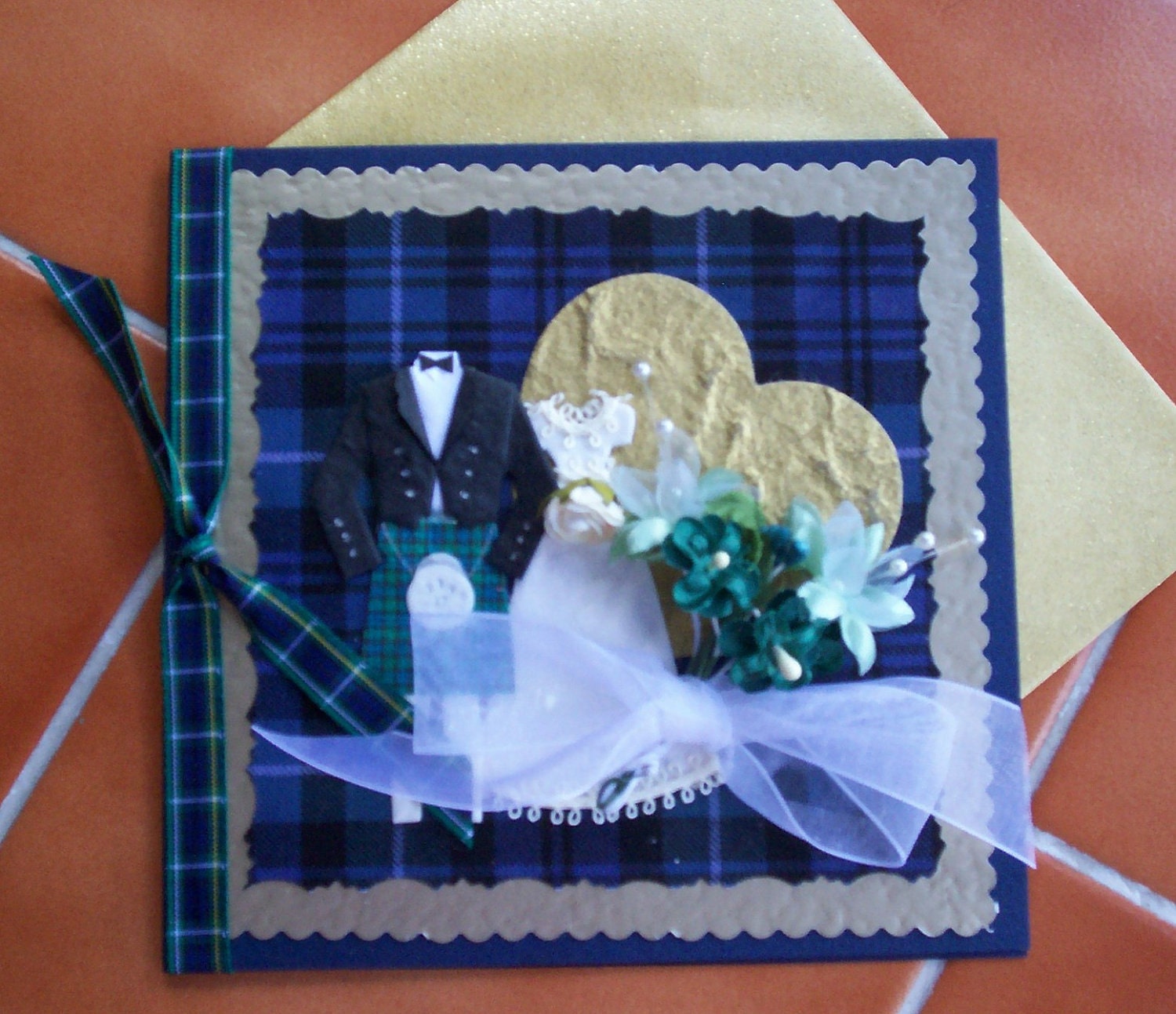 Scottish Wedding Luxury Congratulations Card - Blue/Green Scottish Wedding Luxury Congratulations Card - Blue/Green