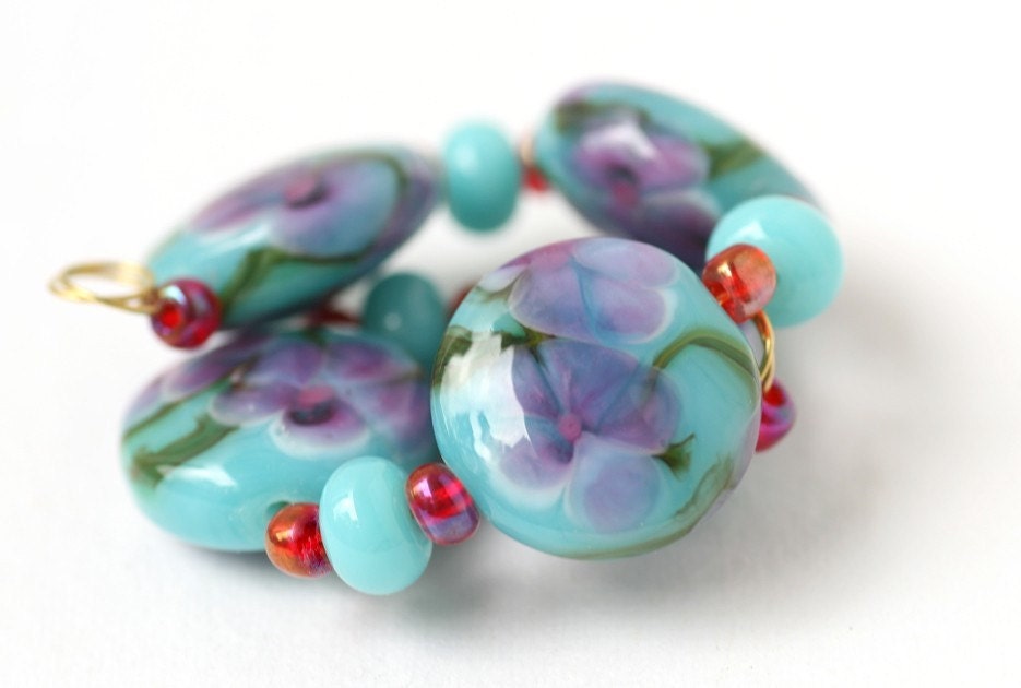 Handmade Lampwork Glass Floral Bead Set Made To Order
