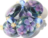 Handmade Lampwork Glass Floral Bead Set Morning Walk Made to Order