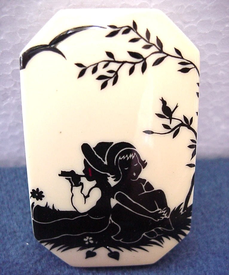 Silhouette Lucite Brooch of Children