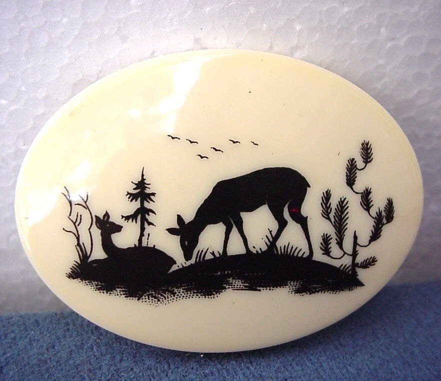 Deer and Fawn Silhouette Brooch