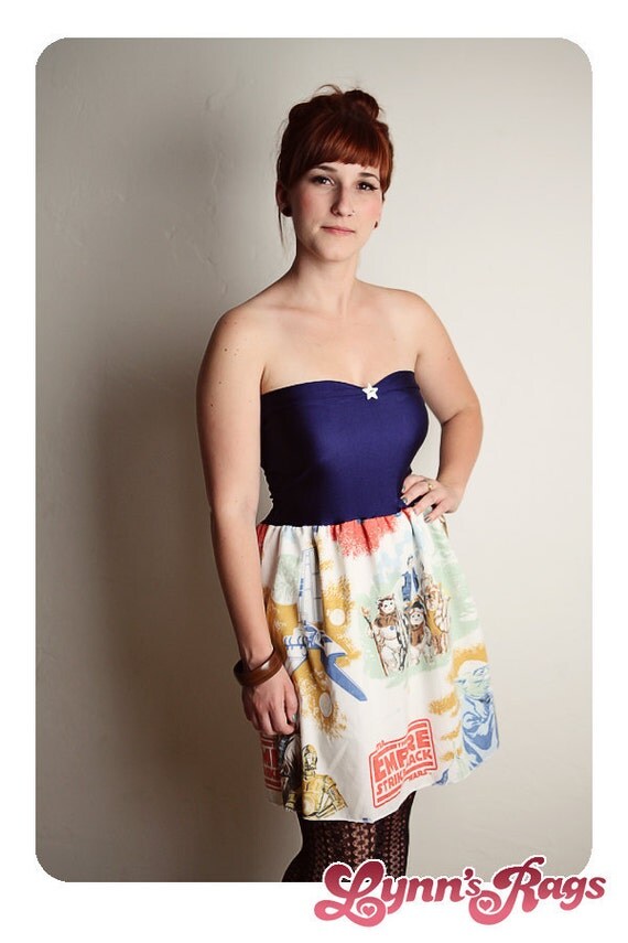 STAR WARS Baby Doll Dress Vintage Handmade Empire Strikes Back Bow