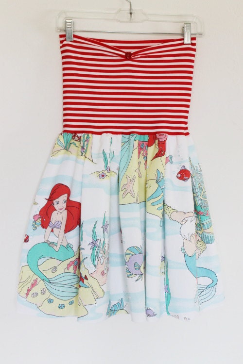 Vintage The LITTLE MERMAID Disney Party Dress Bow Handmade Small