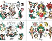 Traditional Tattoo Flash 4 Sheet Set