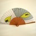Handpainted Silk Hand fan Grey-Black-White-LimeGreenn- RESERVED for Amanda Cavallaro
