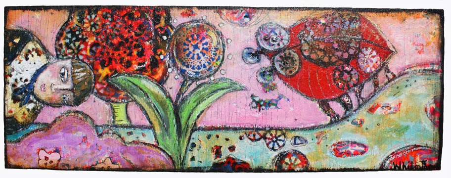 Doll on Forest Floor, Original Mixed-Media Art