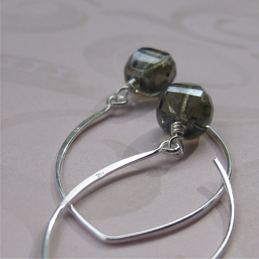 Earrings Czech glass Sultry Grey