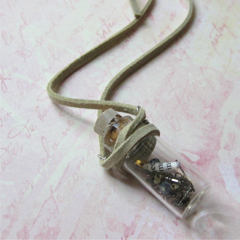 Bottle necklace steampunk treasures