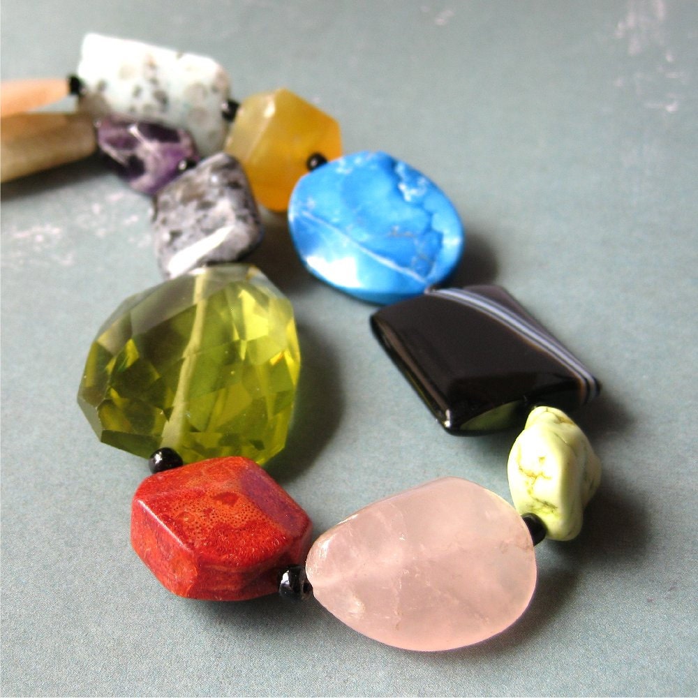 Necklace of gemstones chunky bright colorful - Many Treasures VI