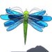 Electric Wings - Medium Stained Glass Dragonfly Twirl - Blue Home Garden Decoration Suncatcher 3 Dimensional Hanging (Made to Order)