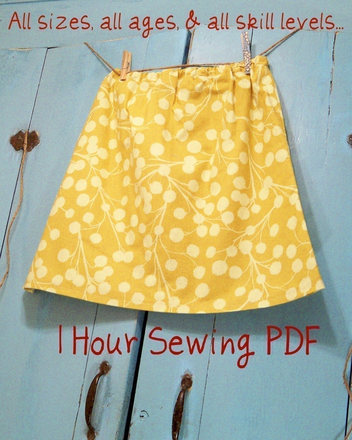Simple Sunday Skirt PDF  ----- Easy 1 Hour Skirt ----- Elastic or Drawstring Waist ---- For ALL SIZES