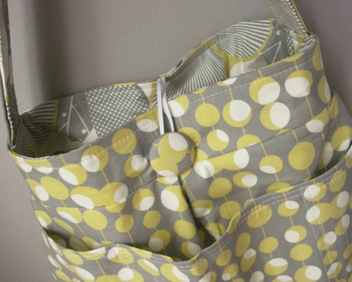 Grey Diaper Bag Six Pockets - - - Reversible - - - Customize Your Own and Made To Order