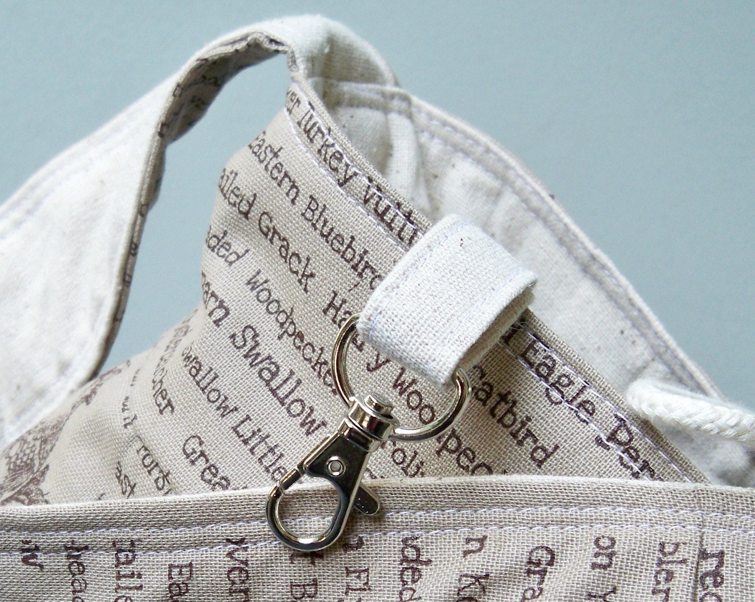 Brown Bird Bag, Wren Owl Blue Jay Egret , Tobacco, 3 pockets, Key Fob, Non Reversible