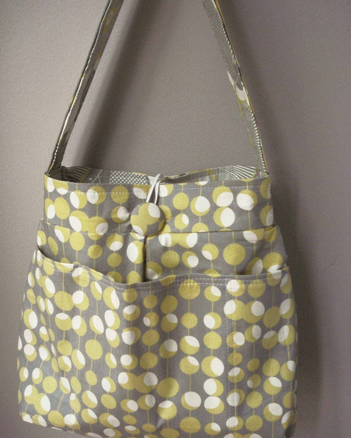 Grey Diaper Bag Six Pockets - - - Reversible - - - Customize Your Own and Made To Order